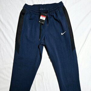 NIKE BASKETBALL DRI FIT NAVY BLACK GREY PANTS JOGGERS CUFFED LARGE NWT